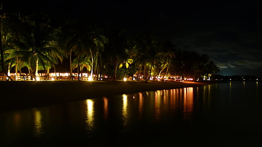 Нощна снимка, плаж, райски остров, lankanfushi, вечеря на плажа, ядат, празник