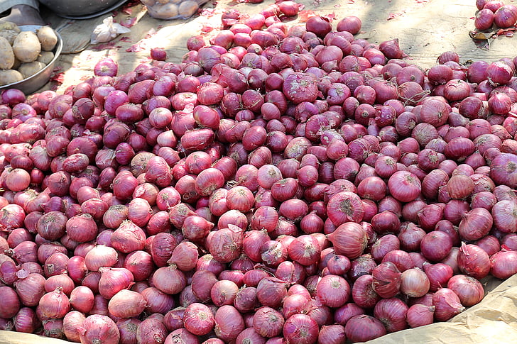 κρεμμύδι, κόκκινο κρεμμύδι, αγορά, Ινδική, κόκκινο, τροφίμων, Μαγειρική