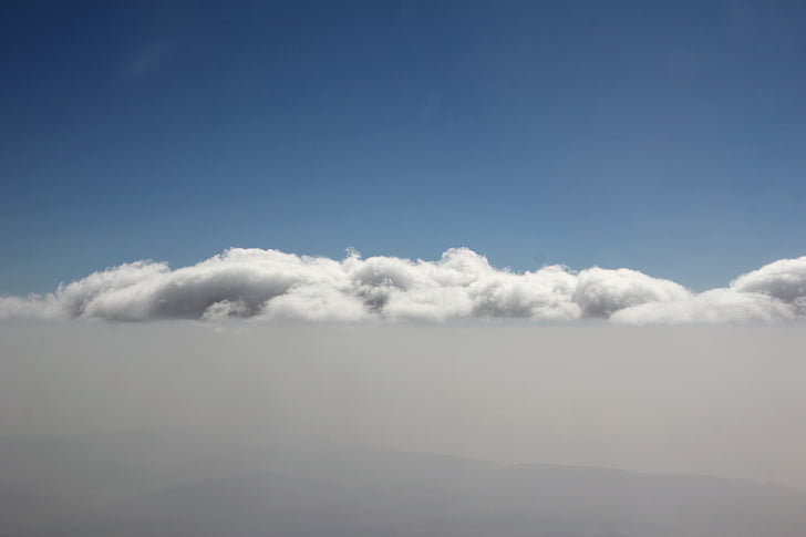 clouds, mountains, sky, white, overview, fleecy, in the sky