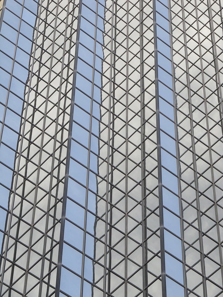 façade en verre, immeuble de bureaux, Dallas, Windows, réflexion, bâtiment, architecture