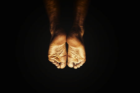 oskärpa, närbild, mörka, fötter, fokus, foten, huden