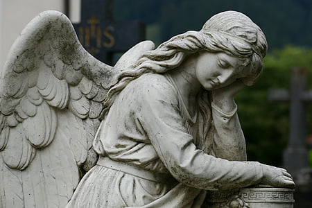 Ángel, Cementerio, escultura, talla de la roca, arte, de luto, triste