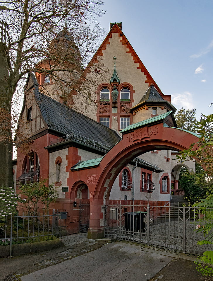 Casa de colţ hidisan, Darmstadt, Hesse, Germania, clădire, Villa, vechea clădire