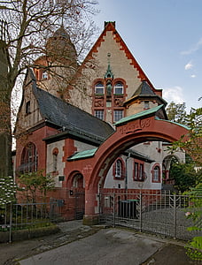 Haardt köşe ev, Darmstadt, Hesse, Almanya, Bina, Villa, eski bina