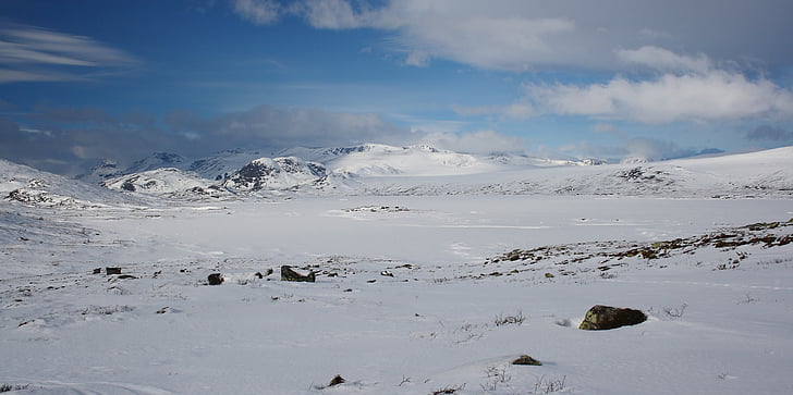 Zima, snijeg, planine, prirodni, krajolik, Norveška, priroda