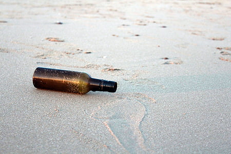 flaske, sand, Beach, Shore, sandede, glas, besked