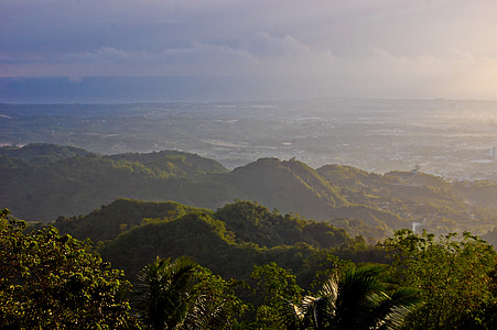 Berge, Grün, Sonnenaufgang, Cebu, Philippinen