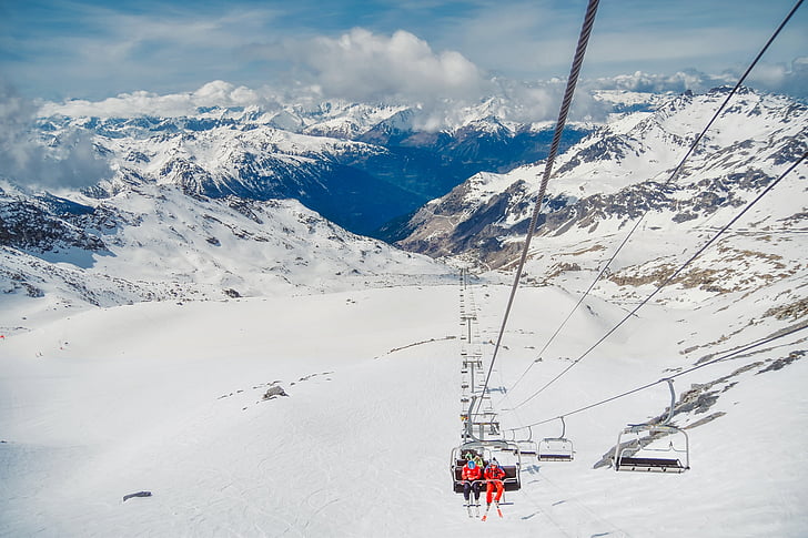 Francúzsko, Ski život, Gondola, Resort, zimné, sneh, hory