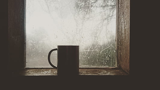 rozmycie, Kawa, zimno, Puchar, ciemne, brudne, napój