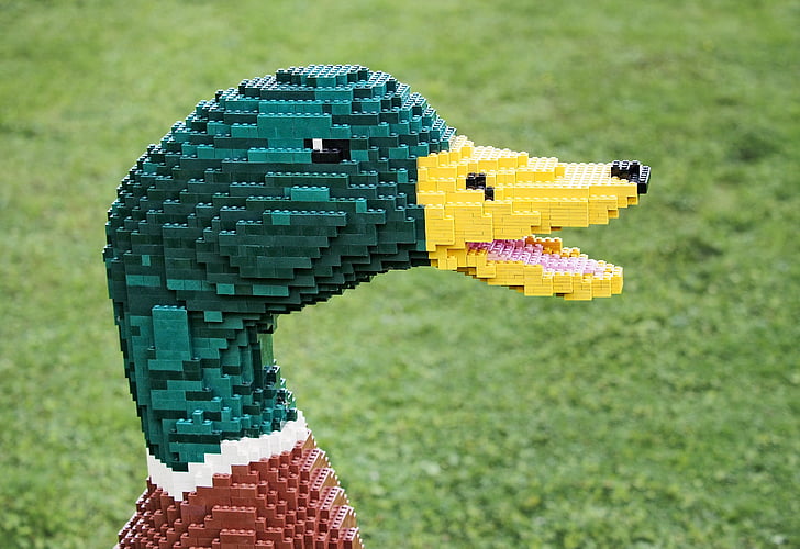 lego, duck, drake, mallard, bird, brick, block