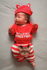 赤ちゃん, 満月, クリスマス, 衣料品, かわいい