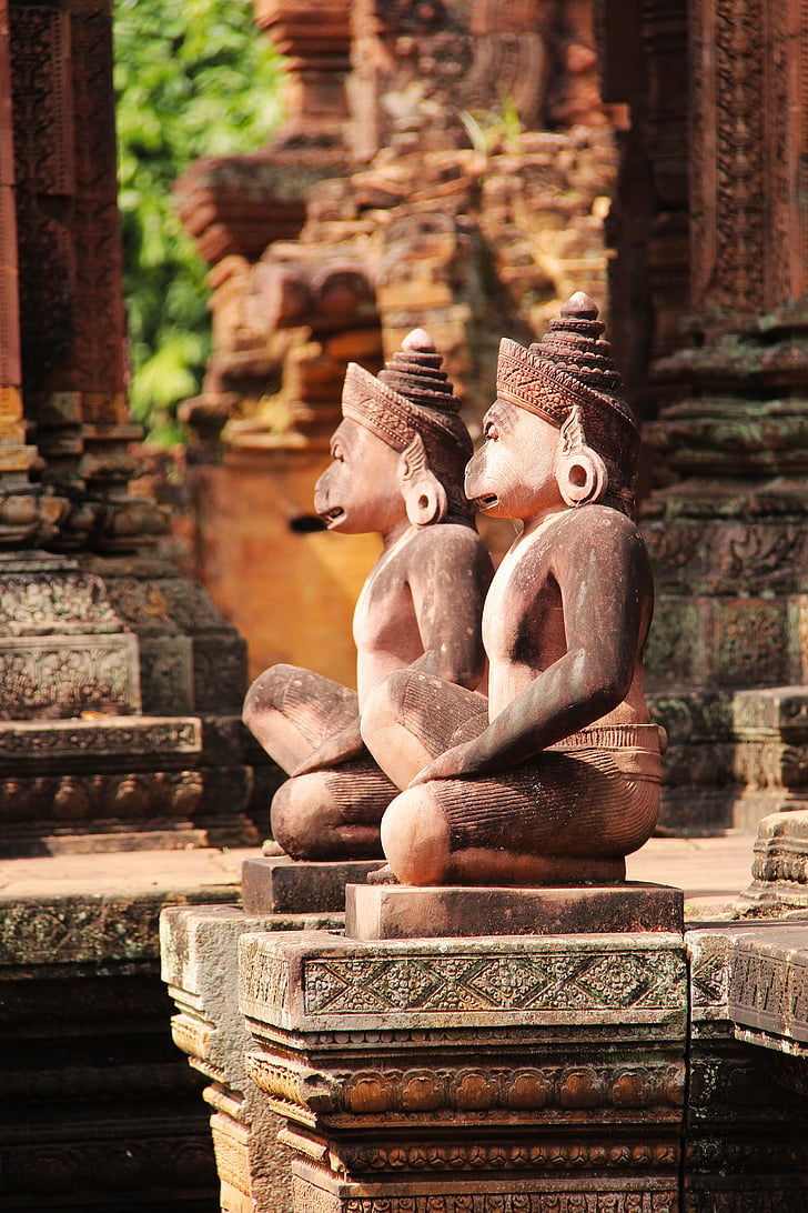 Banteay srei, Temple, voyage, antique, vieux, belle, Angkor wat