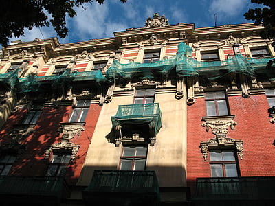 Lettonie, Riga, reconstruction, la façade de la, réparation