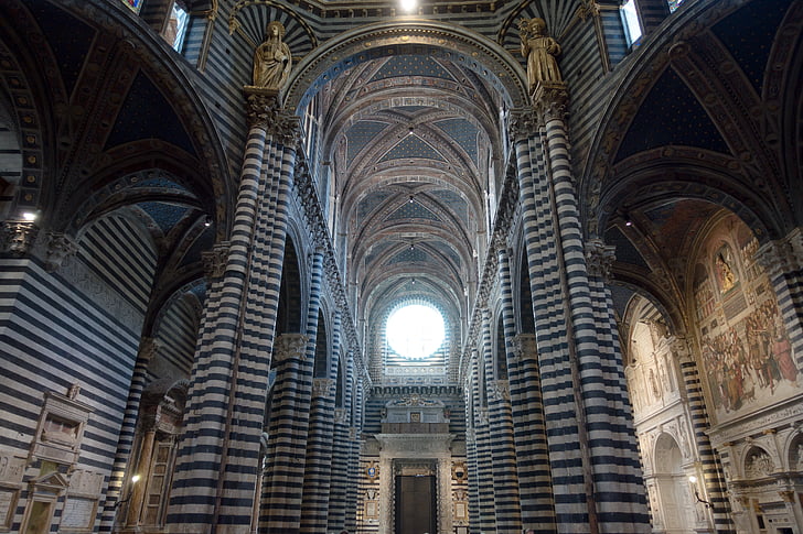 Dom, Siena, colonnare, marmo, geometrica, a righe, nero