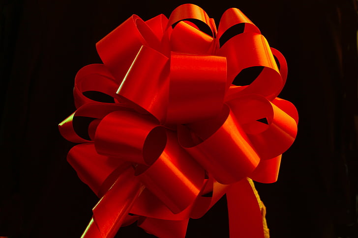 ren, băng, Trang trí, mũi đỏ, món quà cung, Red ribbon