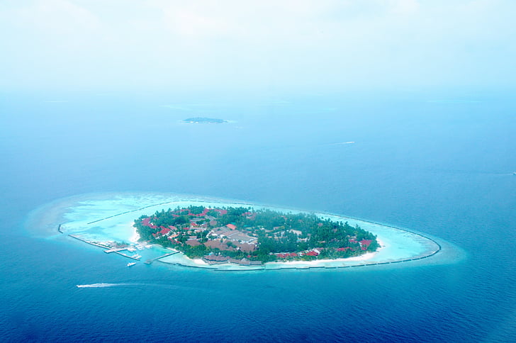 Maldive, Isola, blu, acqua, Resort, mare, spiaggia