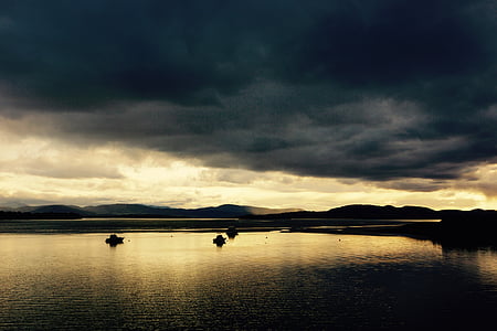 Lake, seil, båt, fartøy, transport, solnedgang, Horizon