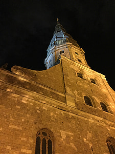 Riga, Letland, kerk, Oostzee, kapitaal, nacht, monument