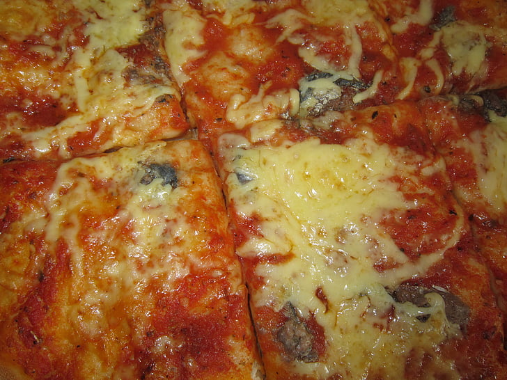 pizza, kitchen, cook, bake, lunch, cheese, substantial