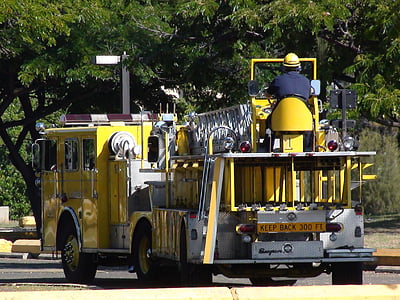 foc, camió, vehicle, transport, d'emergència, motor, bomber