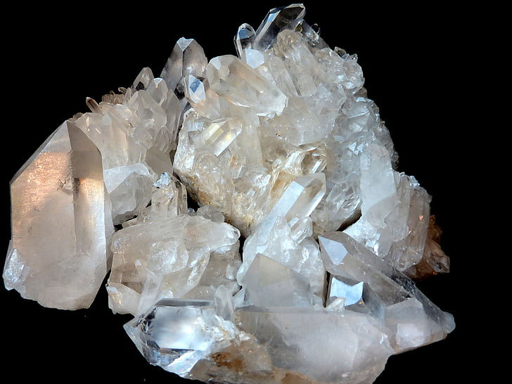 cristal de rocha, Claro a branco, top Gem, pedaços de pedras preciosas, vítreo, transparente, translúcido
