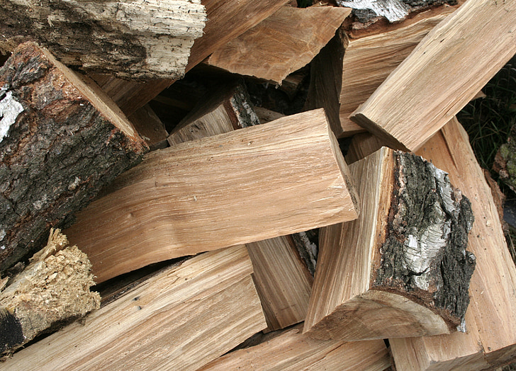 tree, fuel, wood, stack, nature, background, firewood