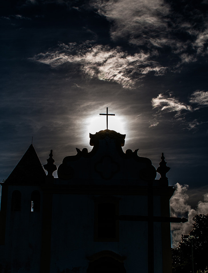 Cruz, fény, a kereszt kupola, naplemente, kereszténység, templom