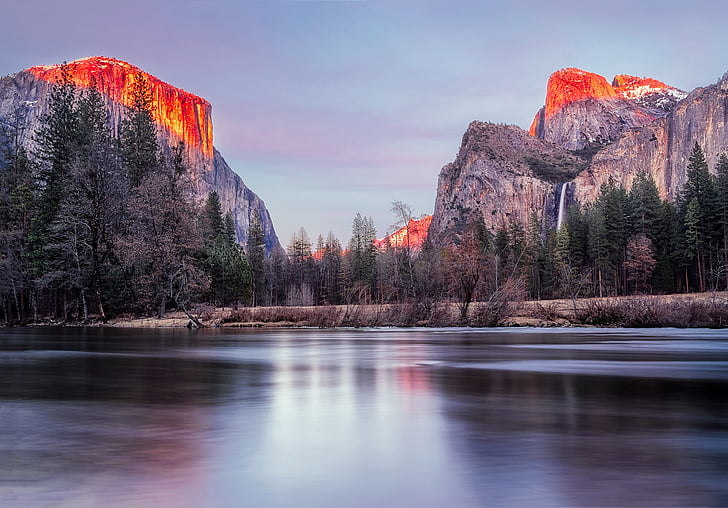 Yosemite, Národní park, Kalifornie, krajina, malebný, hory, údolí