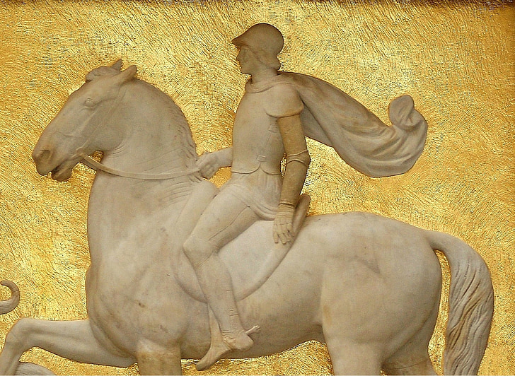 reiter, horse, equestrian, relief, art, gold