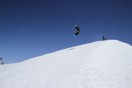 スキー, 芸術的です, 青い空, 山, スポーツ, 雪, スポーツ
