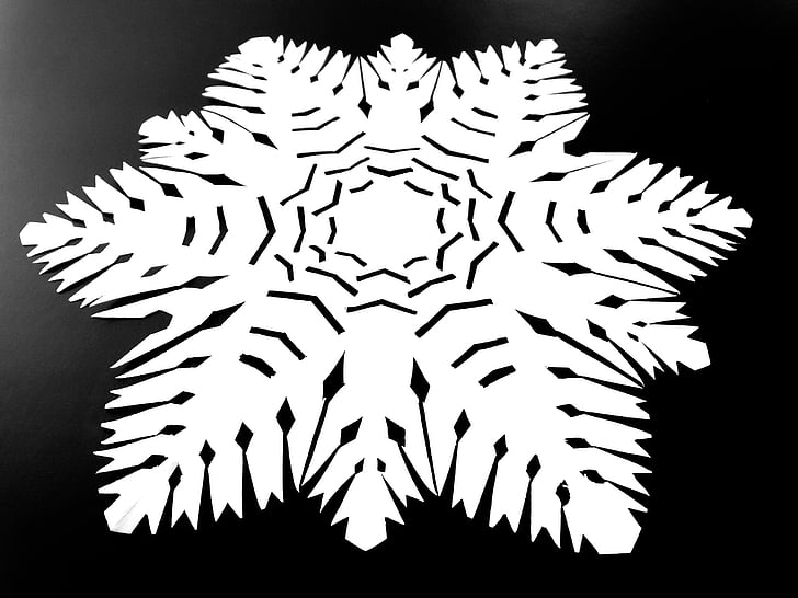 paper cut, silhouette, snowflake, black and white