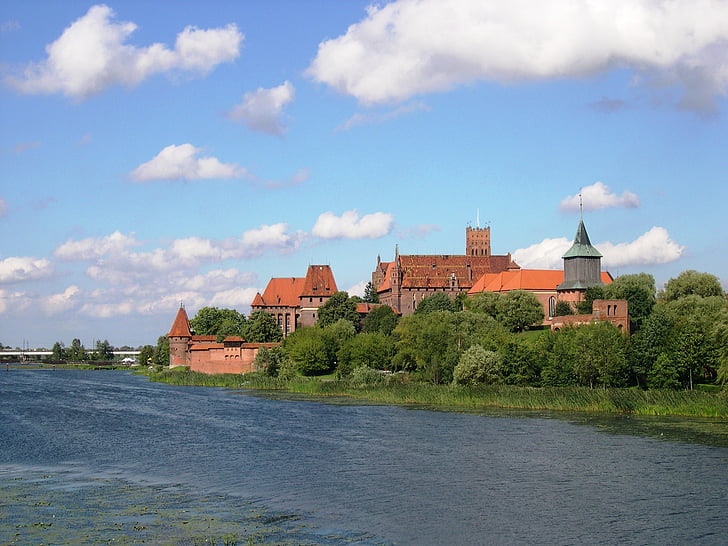 Lengyelország, Castle, Malbork, folyó, Wisla, weichsel