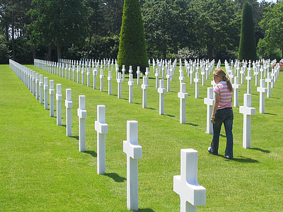 kirkegården, amerikanske, kors, soldat, landing, d dag