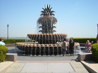 ananas, fontein, Charleston, Zuid, Carolina, Park, Waterfront