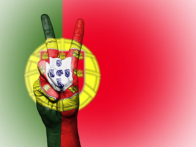 Portugāle, miera, roka, valsts, fons, banner, krāsas