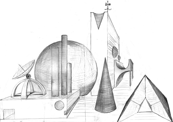 fantasy, architecture, forward, sci fi, abstract, ball, conical