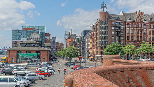 Hamburg, pristanišča, steno, : Speicherstadt, vode, skladišče, arhitektura