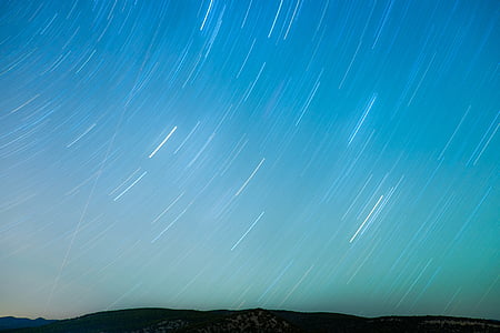 natuur, nacht, hemel, sterren, time-lapse, blauw, rustige scène