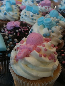 fødsel, cupcakes, partiet, dessert, kake, cupcake, søt mat