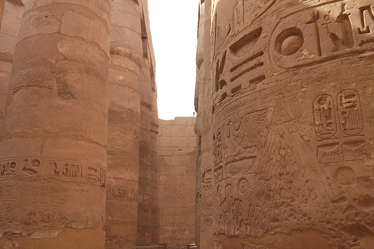 Egypt, gamle, imponerende, stein, kolonne tempel, historisk, bygge