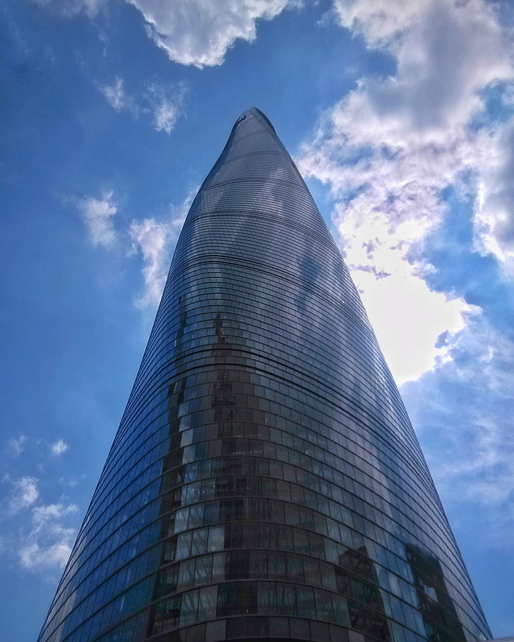 edifici, Torre de Xangai, els optimus preparen, moderna, arquitectura, reflexió, núvol - cel