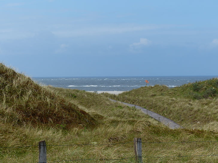 Põhjamere, luited, Sea, rannikul, Ida-Friisimaa, Spiekeroog, maastik
