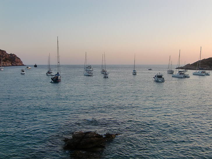 dusk, port, boats, water, sunset, abendstimmung, mood