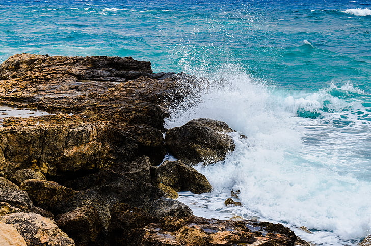 onda, Costa, mare, roccia, natura, Riva, Splash