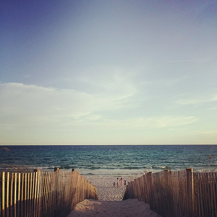 beach, sand, sea, horizon, fence, santa rosa