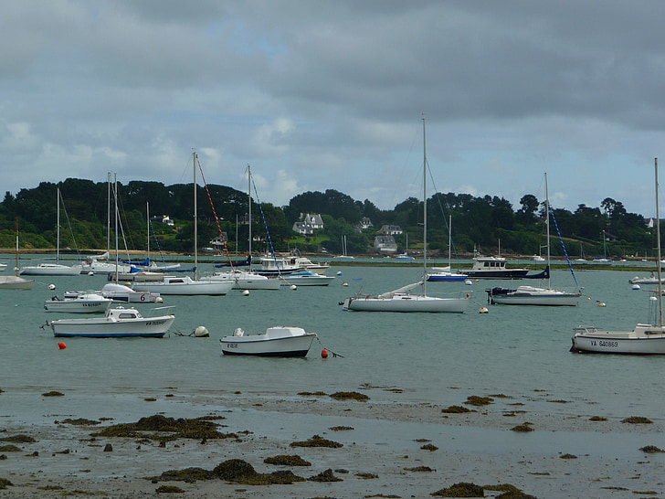 Bretagne-i, csónak, nevetni, Port, Shore, Marine, Beach