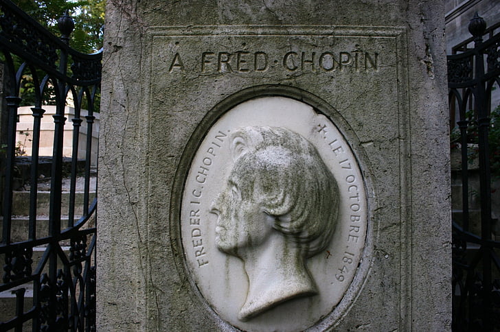 Chopin, hrobka, Pere lachaise, hřbitov, Paříž