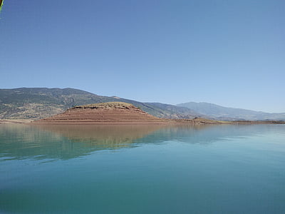 湖, 反射, 山, モロッコ, 自然, 風景, 水