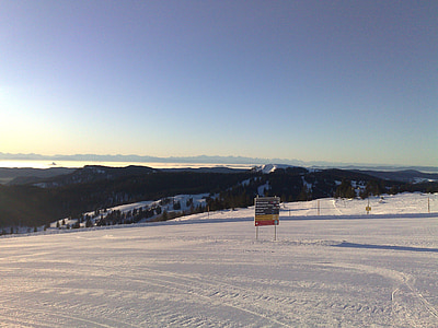 겨울, 스키 실행, 눈, 산