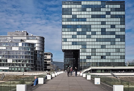 arquitectura, arquitectura moderna, ciutat, moderna, edifici, Düsseldorf, façana